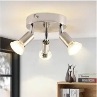 ZMH Deckenstrahler 2/3 Flammig 90° neigbar Rund GU10 Küchenlampe für Schlafzimmer Büro, Einfache Installation, ohne Leuchtmittel, Nickel Modern Flurlampe Drehbar 350° Deckenleuchte Küche