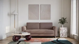 BRUNO Schlafsofa 160cm in Braun | Klassik | stabiles Massivholz & Boxspringkomfort