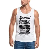 Neverless Tanktop Tanktop Herren mit Grafik-Print - Design Sun & Beach - Trägershirt mit Print