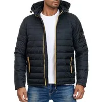 Indicode Allwetterjacke Übergangsjacke Herren - Lascelles - Abtrennbare Kapuze und Tunnelzug Jacke im Steppjacken Look - Windsicher - Ideal für Frühling und Herbst