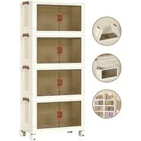 Simloveve Stapelbox Faltbare Aufbewahrungsbox mit Deckel Groß mit Türen und Rädern, groß stapelboxen für Haus und Büro Organisation und Lagerung