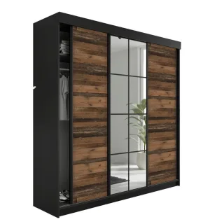 Kier Furniture Schiebetürenschrank, Schwarz, Dunkelbraun, Holzwerkstoff, 250x205x59 cm, Schlafzimmer, Kleiderschränke, Schwebetürenschränke