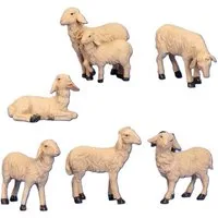 Geschenkestadl Tierfigur 6 süße Schafe im Set, Schafherde, verschiedene Größen