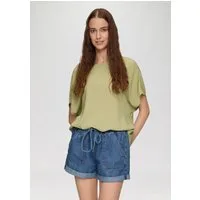 QS Kurzarmbluse Bluse Oversize-Bluse aus Viskose