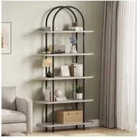GarveeMore Bücherregal gewölbtes Bücherregal Standregal mit 5 Ebenen 80x30x180cm
