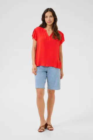 Kurzarm-Bluse Regular fit red
