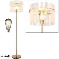 GLOBO LIGHTING LED Stehlampe, Leuchtmittel inklusive, Warmweiß, Stehleuchte Standlampe Glasstäbe gold klar opal LED Wohnzimmerleuchte
