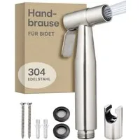 Praknu Bidetarmatur Bidet Handbrause - Duschkopf mit Halterung Edelstahl (Set) Duschkopf mit Halterung, rostfreier Edelstahl, inkl. 2 Dichtungen