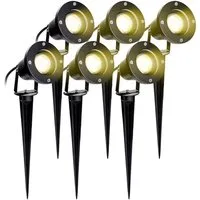 Clanmacy LED Gartenstrahler Gartenbeleuchtung mit Erdspieß 4W IP65 Gartenleuchte Warmweiß, LED fest integriert, Warmweiß