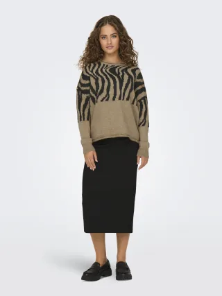 ONLY - ONLJADE ZEBRA LS O-NECK RP KNT curry - Gr. - S