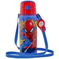 miniHeld Trinkflasche Kinder Trinkflasche Spiderman 600ml Blau Tragegurt Alu Marvel Held