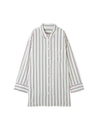 Denim Tom Tailor - Oversized Hemd mit Leinen multicolor vertical stripe - Gr. - XS