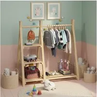 Bellabino Kleiderständer Ryck für Kinder im Tipi-Design, (inkl. 3 Fächern), Kindergarderobe mit Kleiderstange & Schuhablagefläche