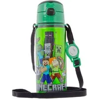 miniHeld Trinkflasche Kinder Trinkflasche Minecraft 600ml Tragegurt Aluminium GameCharakter