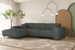 Ecksofa Designersofa GLORIA in Stoff Artico Anthrazit Ottomane Links