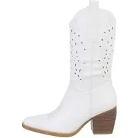 Ital-Design Damen Cowboyboots Western Westernstiefel (84160550) Blockabsatz Western- & Bikerstiefel in Weiß