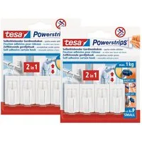 tesa Klebehaken Powerstrips Gardinenhaken, Gardinen, (Spar-Set, 8-St., Haken, Powerstrip), Stripes selbstklebend - Haken für Gardinen - je max. 1 kg