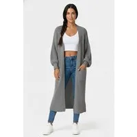 Kendindza Collection Cardigan Cardigan Damen lang Oversize Strickjacke Damen Lang aus Grobstrick Longstrickjacke Made In Italy - One Size 34-42
