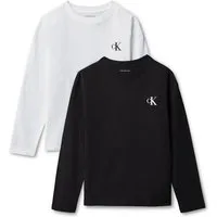 Calvin Klein Jeans Langarmshirt CHEST MONO LS T-SHIRT 2-PACK Reine Baumwolle, Regular Fit, Logodruck