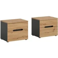 Home affaire Nachtkommode REHAT, 2er Set, je 50x37x42 cm, inkl. 2 Schubkästen (2 St., TOPSELLER!, individuell platzierbar nicht nur im Schlafzimmer), Nachttisch, Kommode, Nachtkonsole, Schubladenkommode