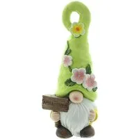 Dekoleidenschaft LED-Dekofigur Solar Wichtel "Willkommen" Gartenzwerg 41 cm hoch, Outdoor Gartendeko, Gartenfigur wetterfest, Deko-Figur für Draußen, Balkon & Terrasse