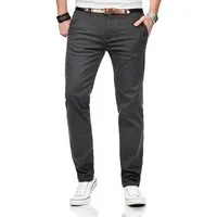 Maurelio Modriano Straight-Jeans Maurelio Modriano Herren Designer Chino Hose MM015 mit Stretchanteil und passendem Gürtel