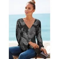 Vivance 3/4-Arm-Shirt mit Alloverprint und V-Ausschnitt, Blusenshirt, Langarmshirt