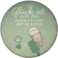 speecheese Magnet Otter und Frosch Magnet rund mit Spruch Glück ist Lebensart kein Ziel