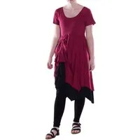 Vishes Midikleid Damen knielanges Kleid Baumwolle Casual Patchwork hohe Taille Alternative Bekleidung, Ethno, Hippie, Retro Style