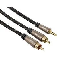 Hama HQ 1,5m Audio Adapter-Kabel AUX vergoldet Audio-Kabel, 3,5-mm-Klinke, RCA-Stecker, Keine (150 cm), 3,5mm Klinken-Stecker auf 2x RCA Cinch-Kabel, vergoldet, für Handy etc