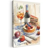 OneMillionCanvasses® Leinwandbild Dessert - Lebensmittel - Aquarell-Illustration, Fotodruck (1 St), Wandbilder für Esszimmer, Wanddeko Bilder Küche, 20x30 cm