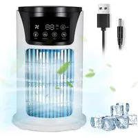 AKKEE Tischventilator Mini-Klimaanlage mit Ventilator, Turmventilator mit Timer, Tragbarer Ventilator