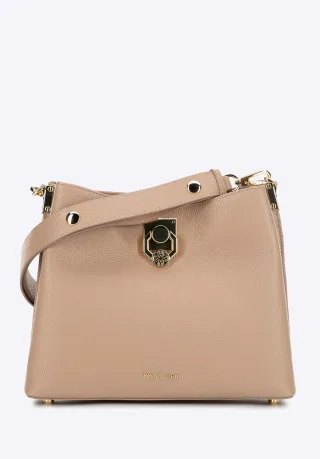 Wittchen Damen-Schultertasche aus Leder mit Schnalle, beige, Naturleder