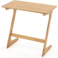 COSTWAY Beistelltisch, Z-förmiger Sofatisch Bambus, Betttsich 75x40x70cm