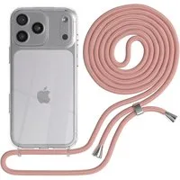 EAZY CASE Handykette Hülle mit Kette für Apple iPhone 17 Pro Max 6,9 Zoll, Ketten Hülle Schultergurt Schutzhülle Tasche mit Band Altrosa Unifarbe