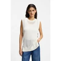 BOSS ORANGE Stricktop Favignon Premium Damenmode mit Schnürdetails in Kontrastfarbe, Relaxed Fit