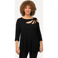 Ulla Popken T-Shirt Shirt Cut-Outs A-Linie U-Boot-Ausschnitt 3/4-Arm