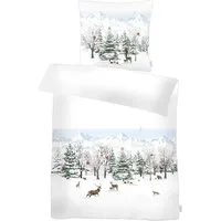 APELT Bettwäsche Anton Flanell, Feinflanell, 2 teilig, Winterlandschaft