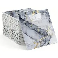 Agger Wandfliese Selbstklebend, Tile Stickers 10 Stück, Peel and Stick Tiles 30X30CM, 30x30, Marmorblau, Wasserfest & Schmutzabweisend, Fliesenaufkleber Marmor