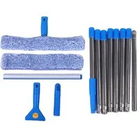 GARRYFIZH Fenstersauger Profi Fensterreinigungs-Set mit Stange, Abzieher für Hochfenster, Streifenfreie Reinigung ohne Leiter – 2-in-1 Set für Haus & Solar