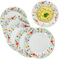 MamboCat Speiseteller 6er Set Variant Blümchen Speiseteller Ø27cm bunte große Ess-Teller