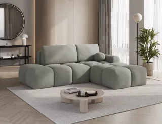 Ecksofa mit Schlaffunktion Sofa PLAY Stoff Sicuro Salbeigrün Ottomane Rechts