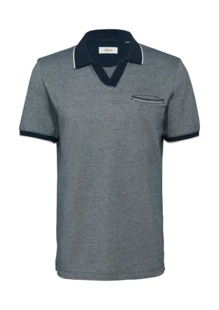 s.Oliver Red Label - Poloshirt aus Bicolour-Piqué blau - Gr. - XXL
