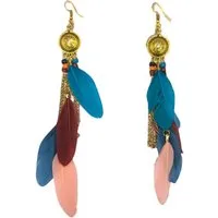Eyecatcher Paar Ohrhaken Bunte Boho-Ohrringe mit Blatt- und Perlenanhängern (Paar, Paar)