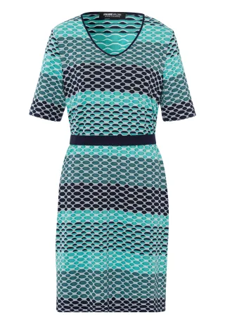 FRANK WALDER - Kleid ELEMENTS mit vorteilhafter Silhouette lagune/ink/ecru - Gr. - 48