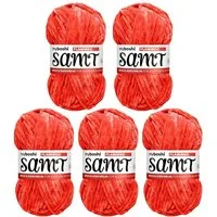 myboshi Samt Wolle, Chenille Garn Häkelwolle, 100 m (5-St., Samt Wolle Original Chenille Garn), Uni