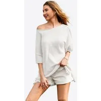 Imily Bela T-Shirt Damen Weit geschnittene Bluse mit Kurzärmeln (Packung, 1-tlg., 1per-Pack) in Unifarbe