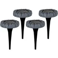 näve LED Gartenleuchte LED-Solar Bodenleuchte, LED fest integriert, Kaltweiß, mit Erdspieß, 4er Set