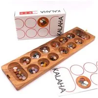 ROMBOL Denkspiele Spiel Kalaha - hochwertiges Steinchenspiel inkl. Halbedelsteinen, Brettspiel, Holzspiel