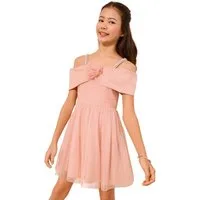 LIPSY Tüllkleid Lipsy Festliches Bardot-Kleid mit Mesh und Blumen (1-tlg)
